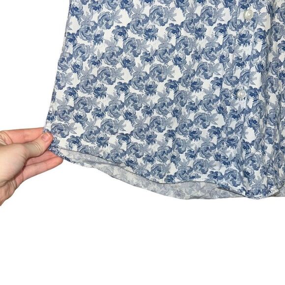 CALIBRATE Slim Fit Non-Iron Blue Floral Short Sleeve Collared Shirt Size M - Picture 3 of 8